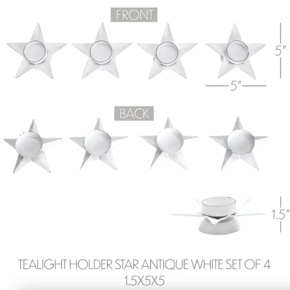 Christmas Star Metal Barn Red Tealight Candle Holders Set of Four Farmhouse…
